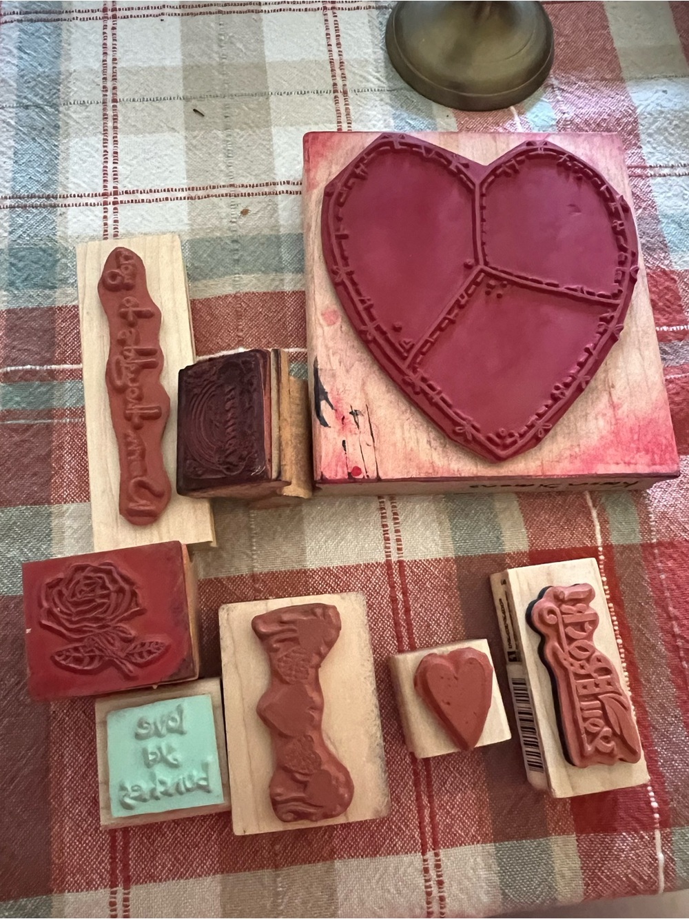 Assorted Red Rubber Craft Stamps - Heart & Rose Set